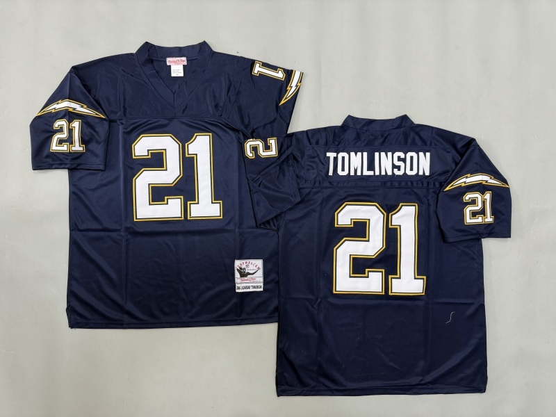 Men 2025 Los Angeles Chargers #21 Tomlinson blue Throwback Limited NFL Jersey style 001